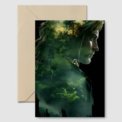 Woman Face Double Exposure Forest Nature