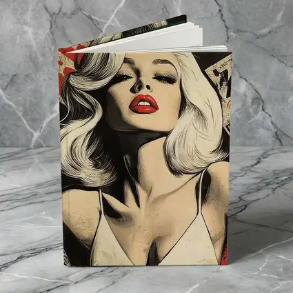 Pop Art Blonde Woman Red Lips Grunge