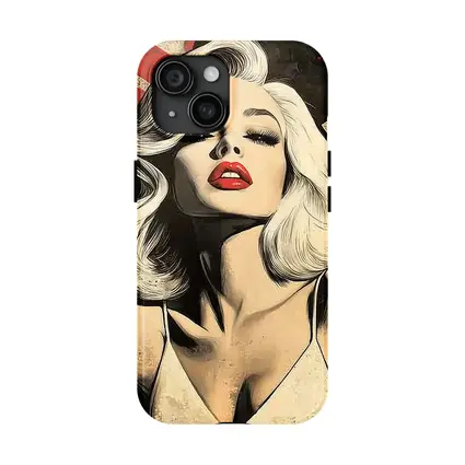 Pop Art Blonde Woman Red Lips Grunge