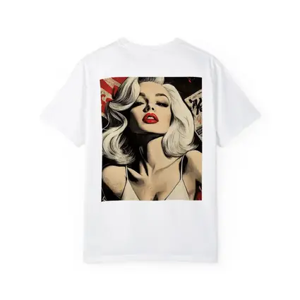 Pop Art Blonde Woman Red Lips Grunge