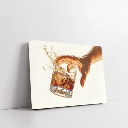 Whiskey Glass Splash Hand White Background