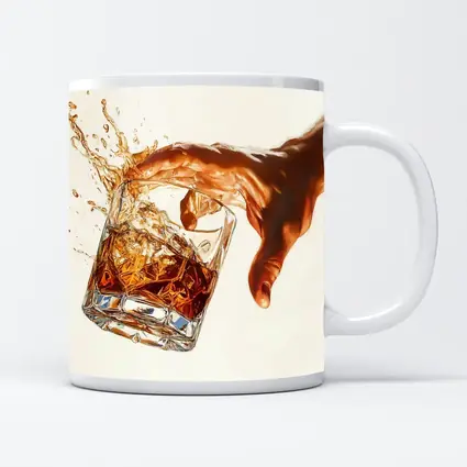 Whiskey Glass Splash Hand White Background