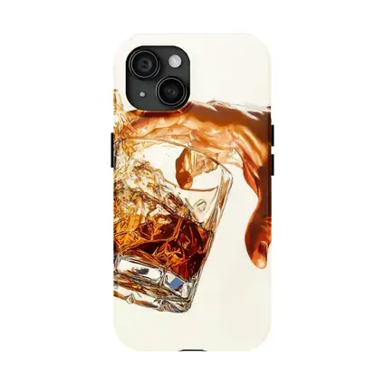 Whiskey Glass Splash Hand White Background
