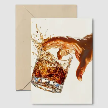 Whiskey Glass Splash Hand White Background