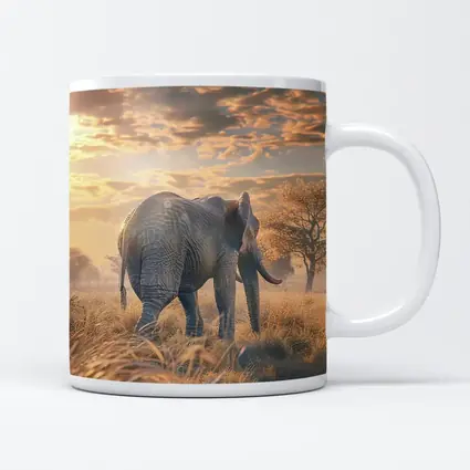 African Elephant Walking Through Golden Savanna