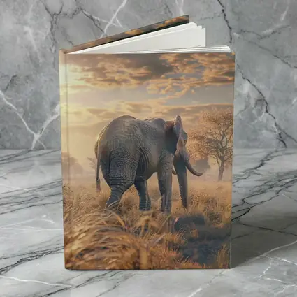 African Elephant Walking Through Golden Savanna