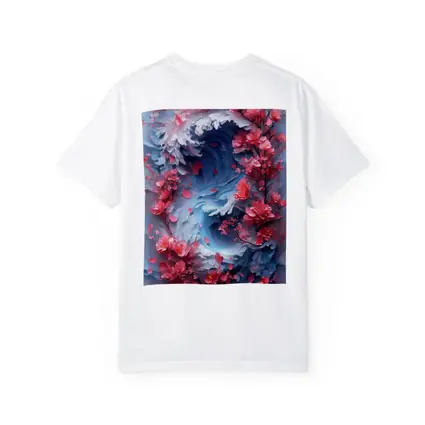 Cherry Blossoms Swirling Ocean Wave Art