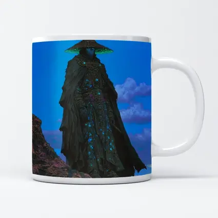 Dark Fantasy Sorcerer Standing On Rocky Cliffs