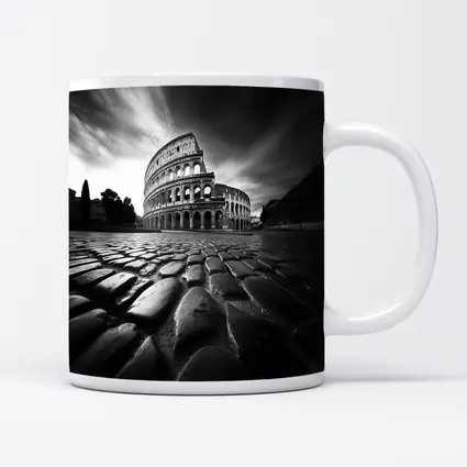 Colosseum Rome Black White Dramatic Sky