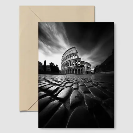 Colosseum Rome Black White Dramatic Sky