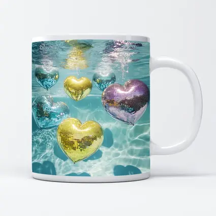 Disco Ball Hearts Floating Underwater Pool