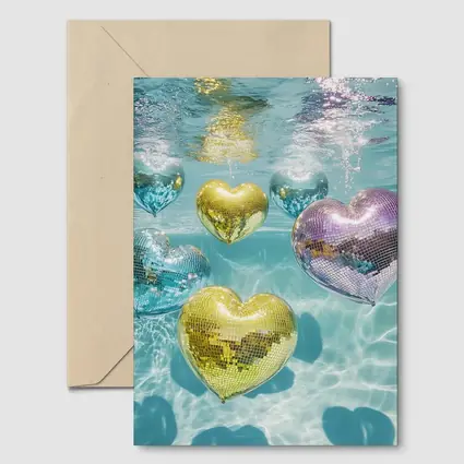 Disco Ball Hearts Floating Underwater Pool