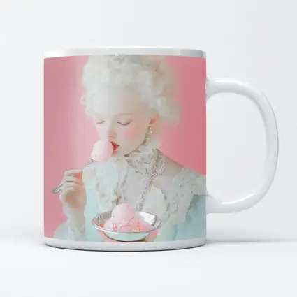 Rococo Princess Eating Pink Ice Cream
