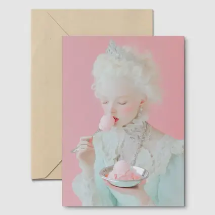 Rococo Princess Eating Pink Ice Cream