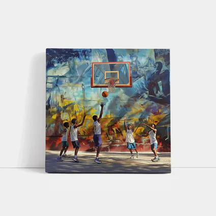 Kids Playing Basketball Urban Mural Wall