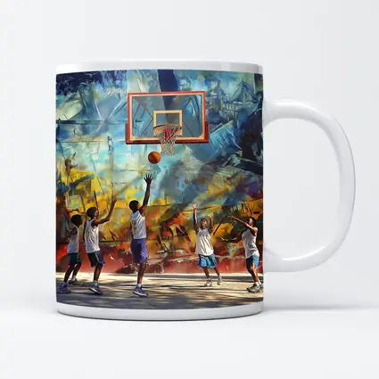 Kids Playing Basketball Urban Mural Wall