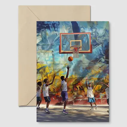 Kids Playing Basketball Urban Mural Wall
