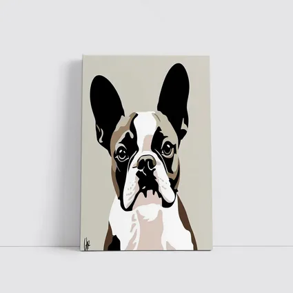 French Bulldog Pop Art Beige Background