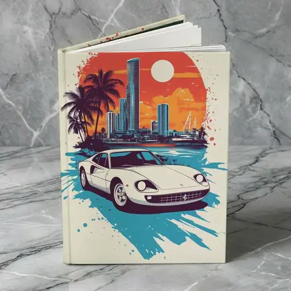 Ferrari Classic Car Miami Sunset Skyline