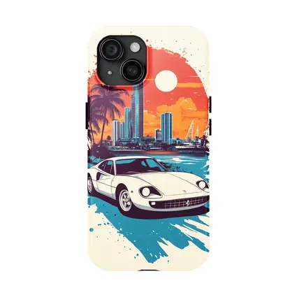 Ferrari Classic Car Miami Sunset Skyline