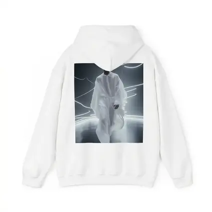 Man White Flowing Robes Neon Light Stage