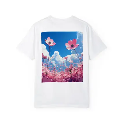Pink Cosmos Flowers Blue Sky Anime
