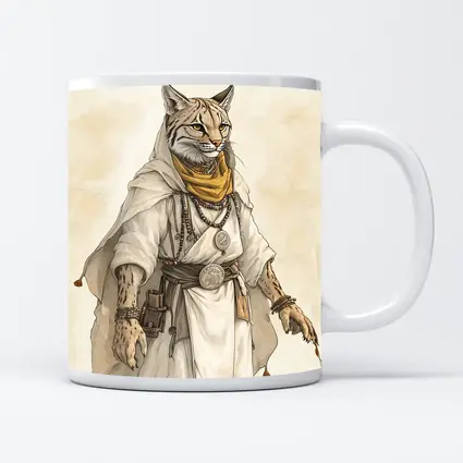 Lynx Warrior Fantasy Art Beige Background