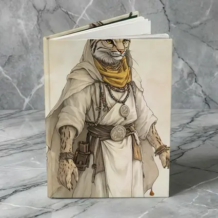 Lynx Warrior Fantasy Art Beige Background