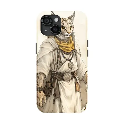 Lynx Warrior Fantasy Art Beige Background