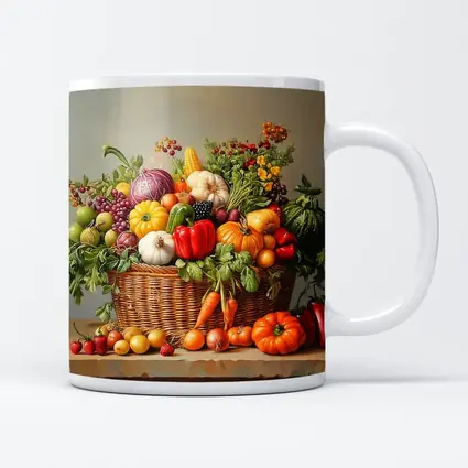 Harvest Basket Vegetables Fruits Oil Painting