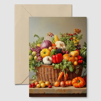 Harvest Basket Vegetables Fruits Oil Painting