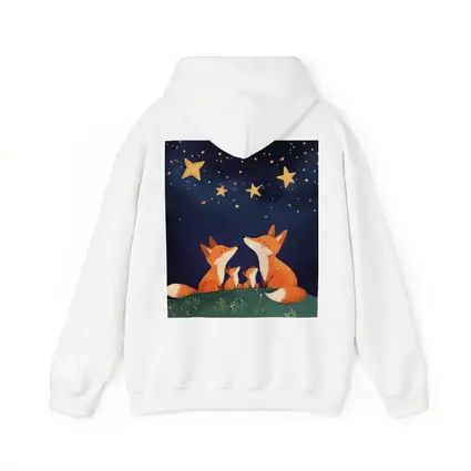 Fox Family Gazing at Starry Night Sky