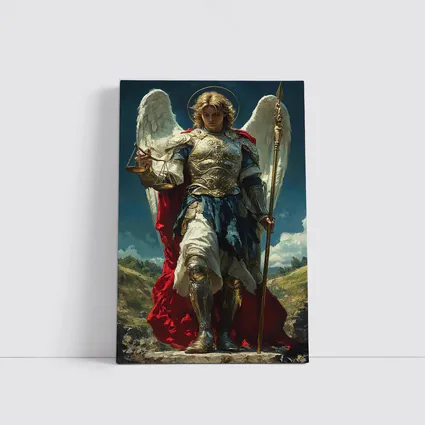 Archangel Michael Gold Armor Wings Oil Painting