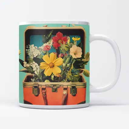 Vintage Suitcase Overflowing With Mixed Flowers
