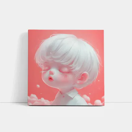 Cute Anime Boy White Hair Pink Sky