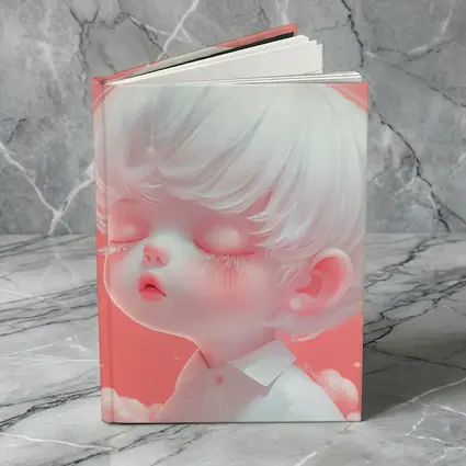 Cute Anime Boy White Hair Pink Sky
