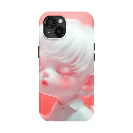 Cute Anime Boy White Hair Pink Sky