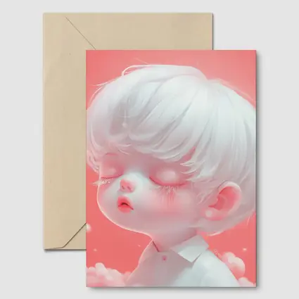 Cute Anime Boy White Hair Pink Sky