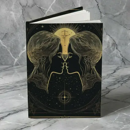 Gemini Twin Faces Gold Celestial Art
