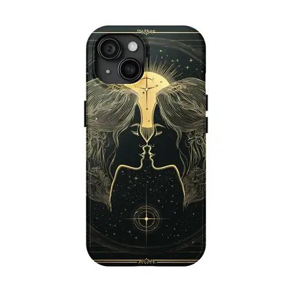 Gemini Twin Faces Gold Celestial Art