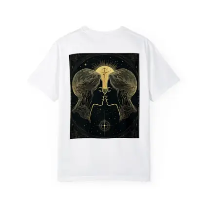 Gemini Twin Faces Gold Celestial Art