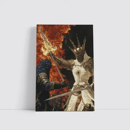 Dark Fantasy Knight Battle Fire Background