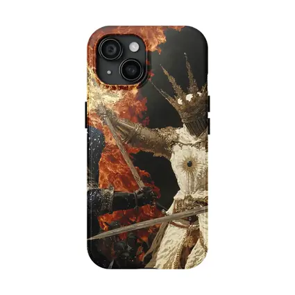 Dark Fantasy Knight Battle Fire Background