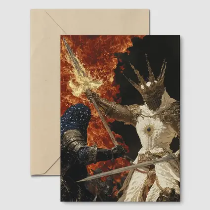 Dark Fantasy Knight Battle Fire Background