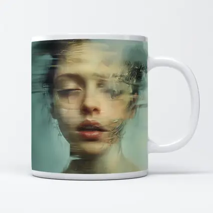 Surreal Woman Portrait Dissolving Abstract Blue