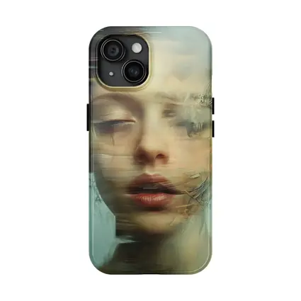 Surreal Woman Portrait Dissolving Abstract Blue