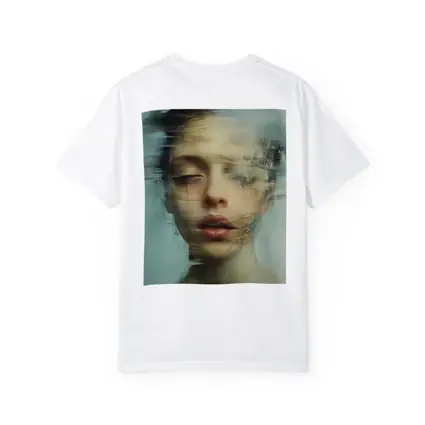 Surreal Woman Portrait Dissolving Abstract Blue
