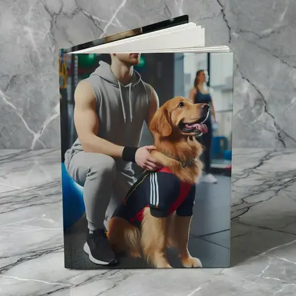 Golden Retriever Owner Training Together In Gym