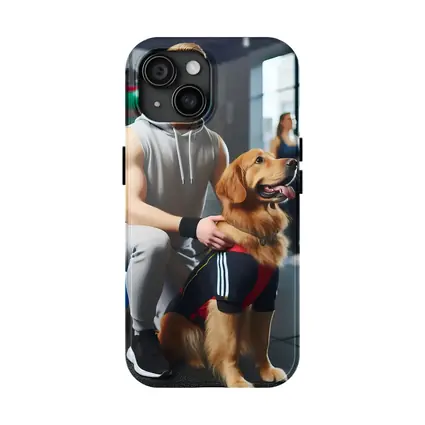 Golden Retriever Owner Training Together In Gym