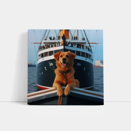 Golden Retriever Dog On Ship Deck